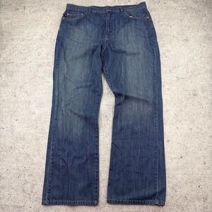 Lauren Jean Ralph Laruen Wide Leg Slightly Flared High Rise Blue Jeans Womens 16